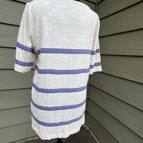 J. CREW, cream with chambray stripes, short sleeves, women's size M, T-shirt - Picture 5 of 8